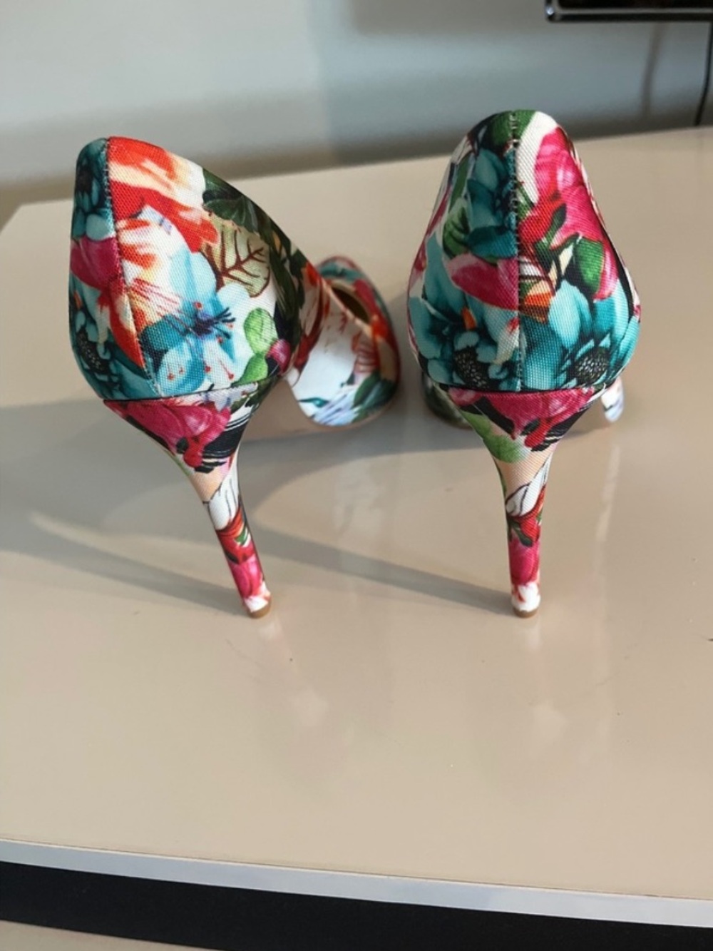 OFFERS! Jessica Simpson Pharris Floral Pointed Toe Pumps Tropical Heels 7.5 - Picture 6 of 12